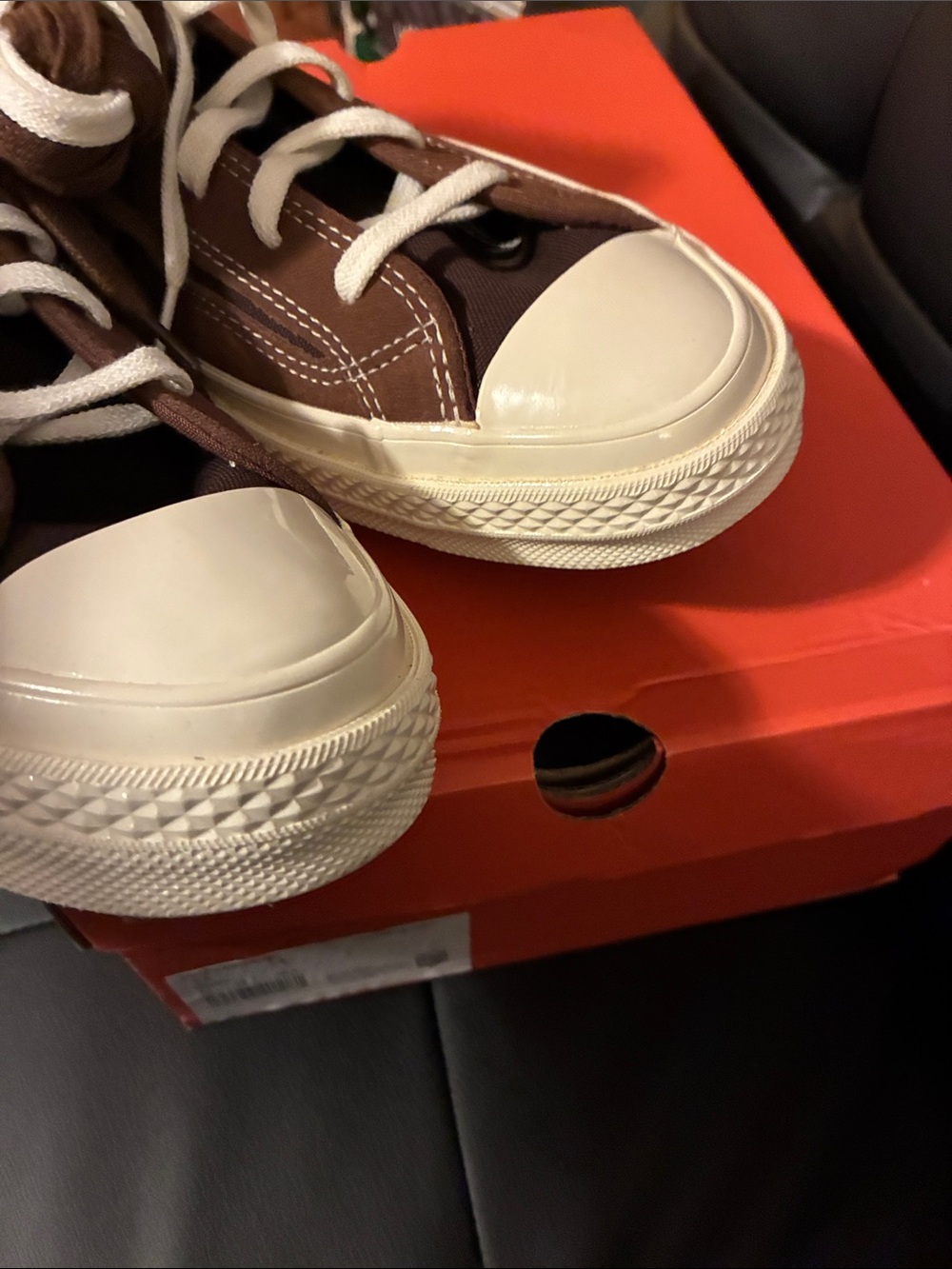 Converse Mens 12 Brown High Top Sneakers 173196C Chuck Taylor’s 70 HI dark root - Picture 10 of 12